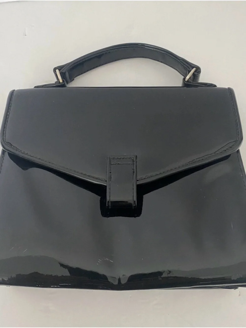 Classic Black Patent Top-Handle Satchel